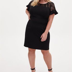 Torrid Scuba Knit Lace Inset Shift Dress NWT